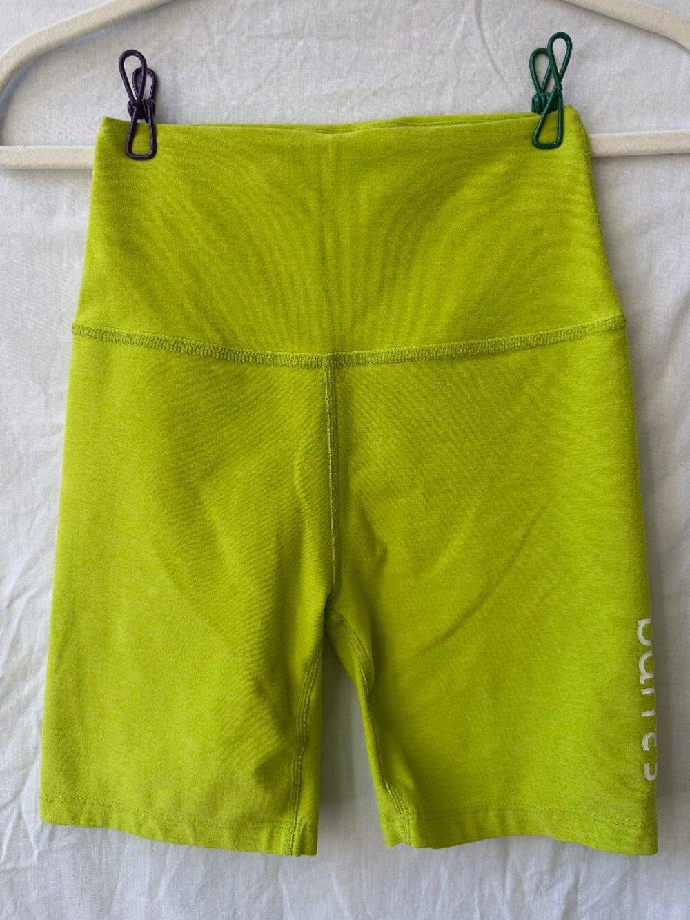Beyond Yoga x barre3 High Waisted Biker Shorts. Lime Green. Medium M.